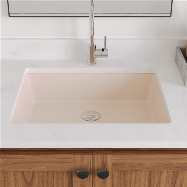 DeerValley 19.72 x 15.59-in Undermount Rectangular Modern Bone Ceramic Bathroom Sink