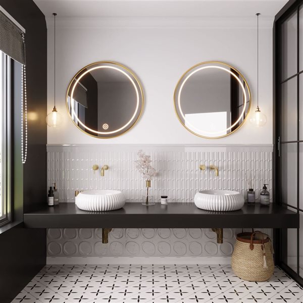 DeerValley 15.75-in Round Modern White Ceramic Fluted Bathroom Vessel Sink