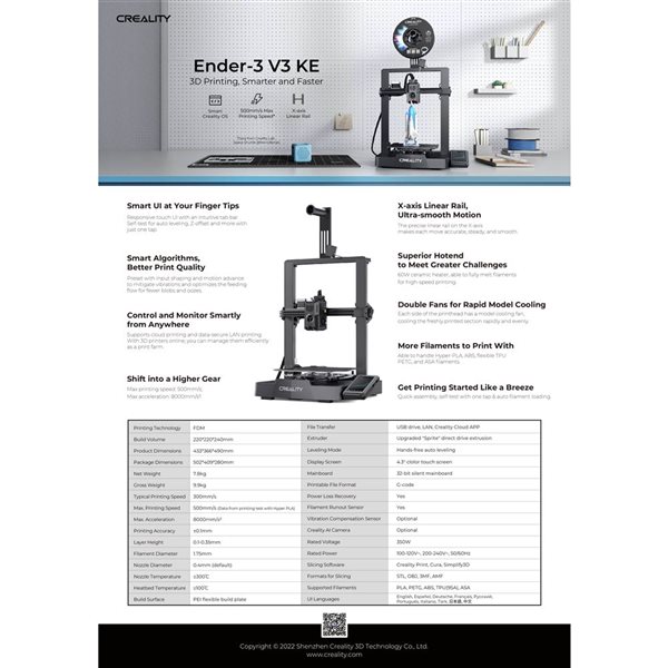 Creality Ender-3 V3 KE 3D Printer - Black