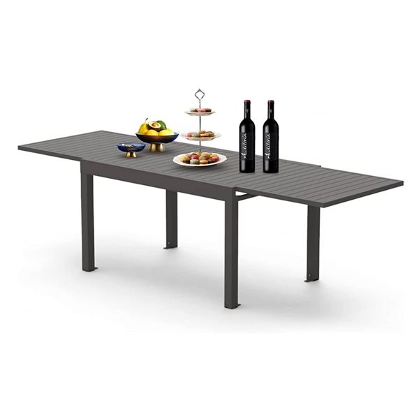 Mondawe Expandable Aluminum Patio 106-in Dining Table for 4-8 - Dark Brown