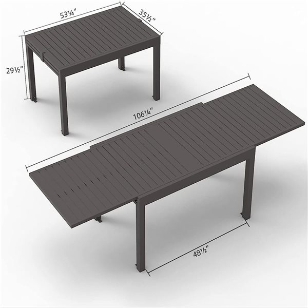 Mondawe Expandable Aluminum Patio 106-in Dining Table for 4-8 - Dark Brown
