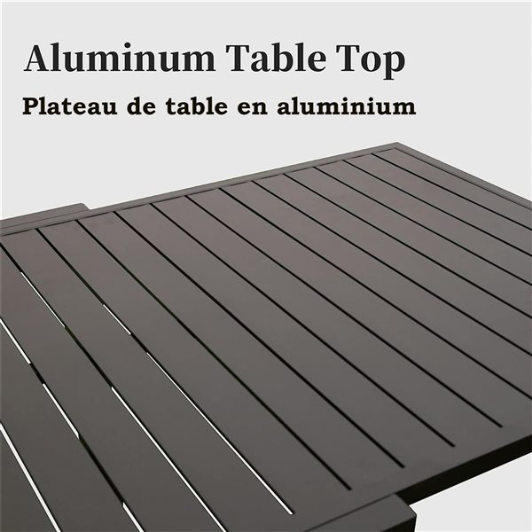 Mondawe Expandable Aluminum Patio 106-in Dining Table for 4-8 - Dark Brown