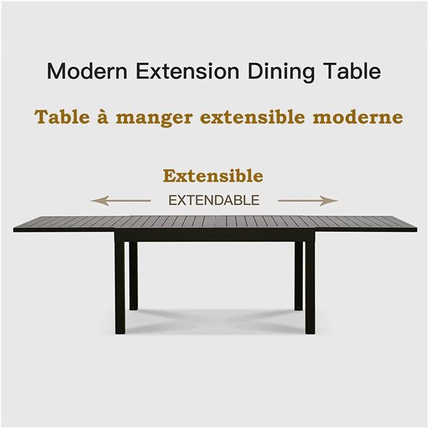 Mondawe Expandable Aluminum Patio 106-in Dining Table for 4-8 - Dark Brown