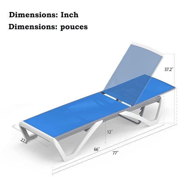 Mondawe Aluminum Outdoor Chaise Lounge Chair - Blue