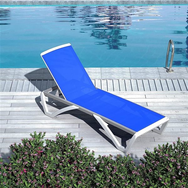 Mondawe Aluminum Outdoor Chaise Lounge Chair - Blue