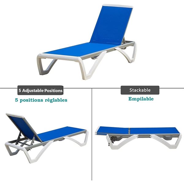 Mondawe Aluminum Outdoor Chaise Lounge Chair - Blue
