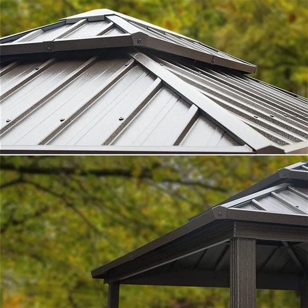 Mondawe 6 x 8-ft BBQ Metal Gazebo w/ Side Shelves - Grey