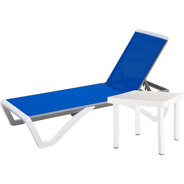 Mondawe Aluminum Outdoor Chaise Lounge Chair w/ Table - Blue