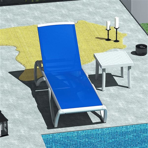 Mondawe Aluminum Outdoor Chaise Lounge Chair w/ Table - Blue