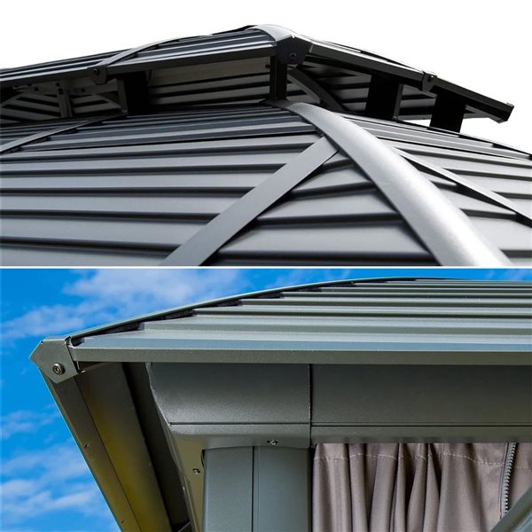 Mondawe 10 x 12-ft Metal Gazebo w/ Aluminum Frame - Grey