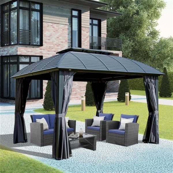 Mondawe 10 x 12-ft Metal Gazebo w/ Aluminum Frame - Grey