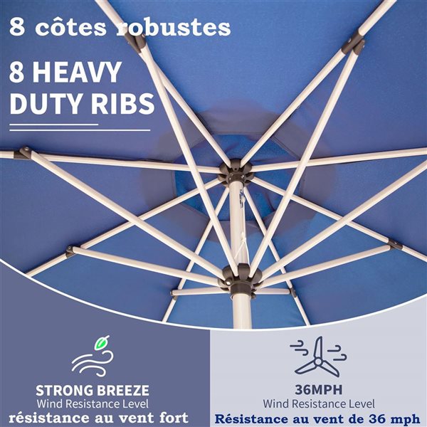 Mondawe 10-ft Aluminum Patio Umbrella w/ Push Button Tilt and Crank - Blue