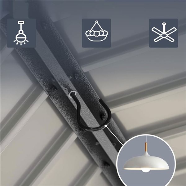 Mondawe 5 x 8-ft BBQ Metal Gazebo w/ Side Shelves - Gey