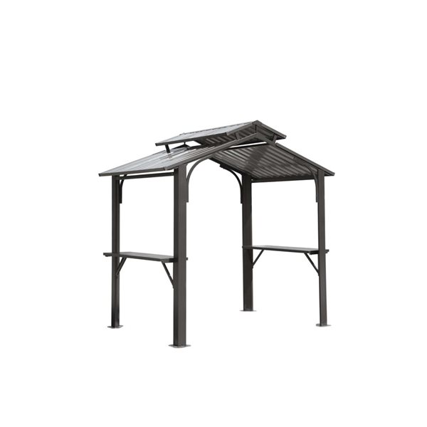 Mondawe 5 x 8-ft BBQ Metal Gazebo w/ Side Shelves - Gey