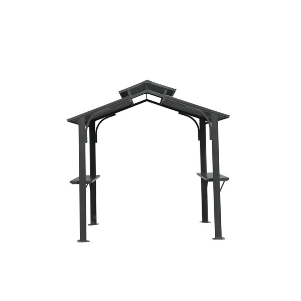 Mondawe 5 x 8-ft BBQ Metal Gazebo w/ Side Shelves - Gey