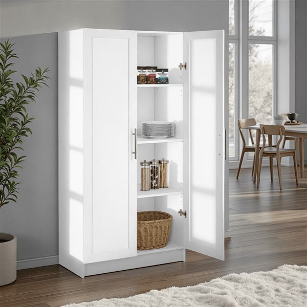 Prepac Elite 32-in Storage Cabinet w/ 2 Adjustable + 1 Fixed Shelf - White