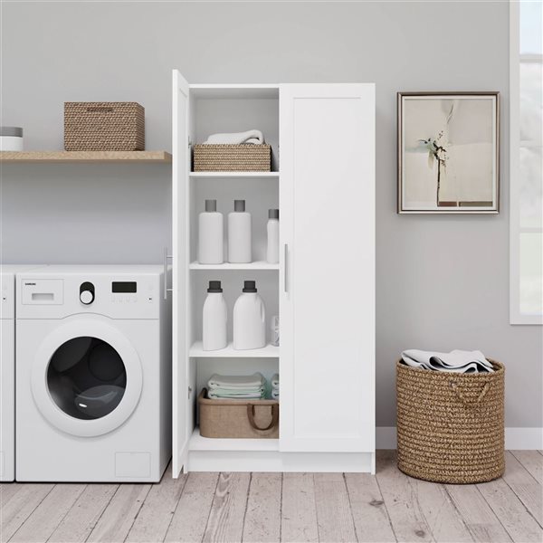 Prepac Elite 32-in Storage Cabinet w/ 2 Adjustable + 1 Fixed Shelf - White