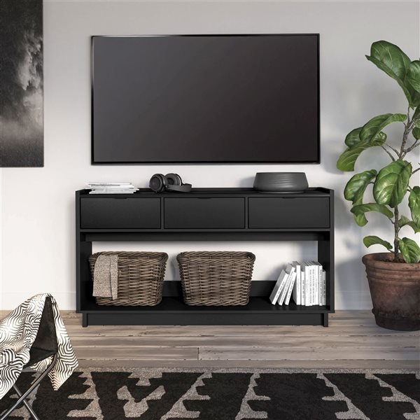 Prepac 60.25 Simply Modern Entryway Console Table w/ 3 Drawers - Black