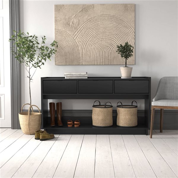 Prepac 60.25 Simply Modern Entryway Console Table w/ 3 Drawers - Black
