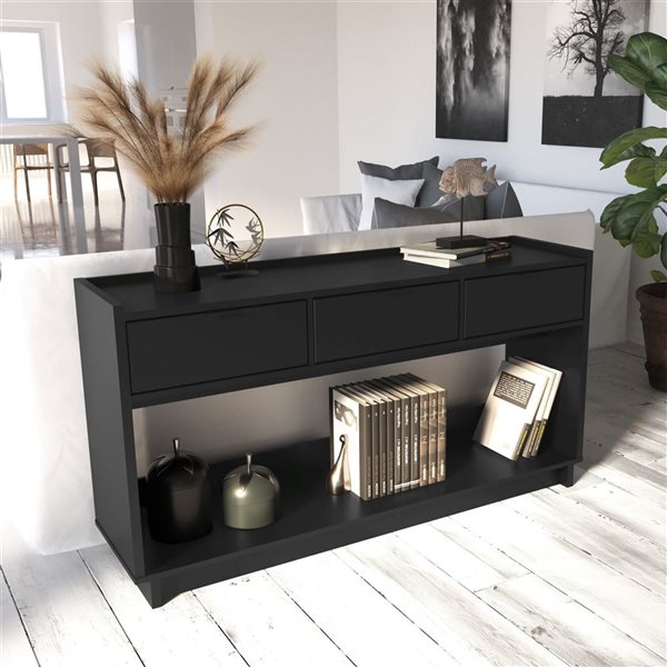 Prepac 60.25 Simply Modern Entryway Console Table w/ 3 Drawers - Black