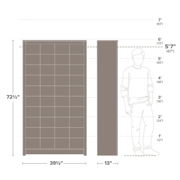 Prepac 72.5-in Tall Shoe Storage Cabinet w/ 40 Shoe Cubbies - White