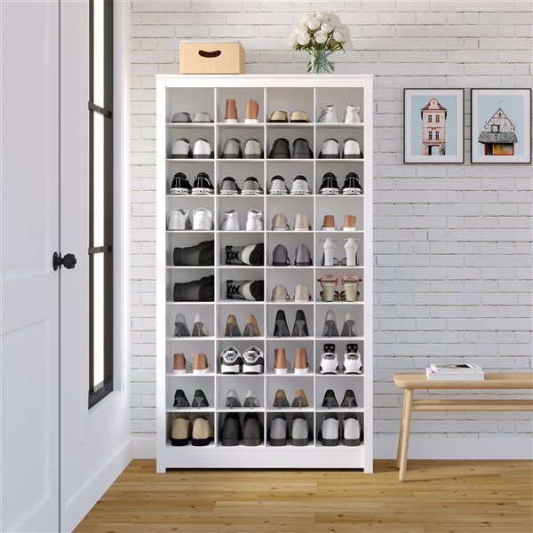 Prepac 72.5-in Tall Shoe Storage Cabinet w/ 40 Shoe Cubbies - White