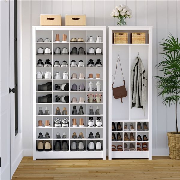 Prepac 72.5-in Tall Shoe Storage Cabinet w/ 40 Shoe Cubbies - White