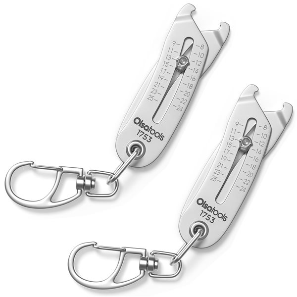 Olsa Tools Bolt Size Finder Keychain w/ Metric/SAE Measurements - 2-Pack