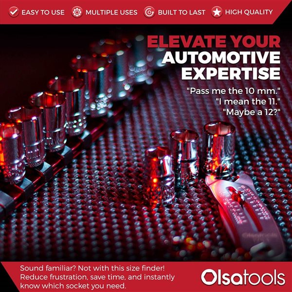 Olsa Tools Bolt Size Finder Keychain w/ Metric/SAE Measurements - 2-Pack