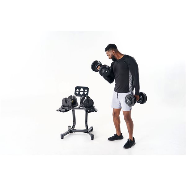 Echelon Adjustable Dumbbells Set 7–52.5 lbs with Stand, Quick Weight Adjustment, Space-Saving Design