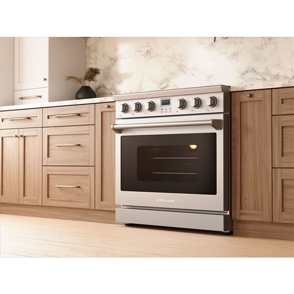 Stellari 36-in 6.3-ft³ Freestanding 5-Element Stainless Steel Electric Range w/ Convection Oven