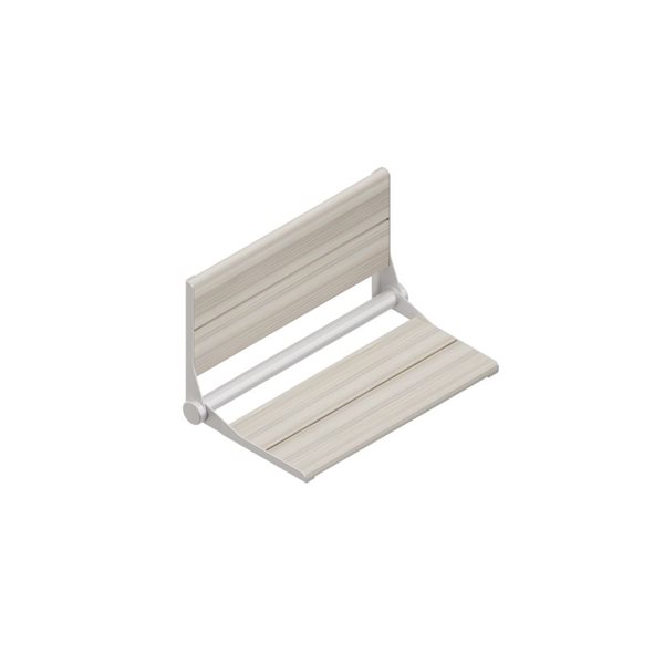 INVISIA SerenaSeat Pro Stainless 26-in Light Stained Shower Bamboo Seat w/ Matte White Frame