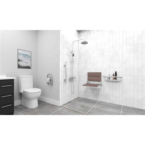 INVISIA SerenaSeat Pro Stainless 18-in Light Stained Shower Bamboo Seat w/ Oil-Rubbed Bronze Frame