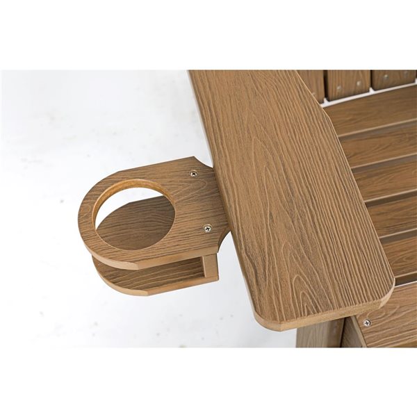 Backyard Lifestyles Brown Folding Adirondack Chair with Hideaway Footrest and Cup Holder