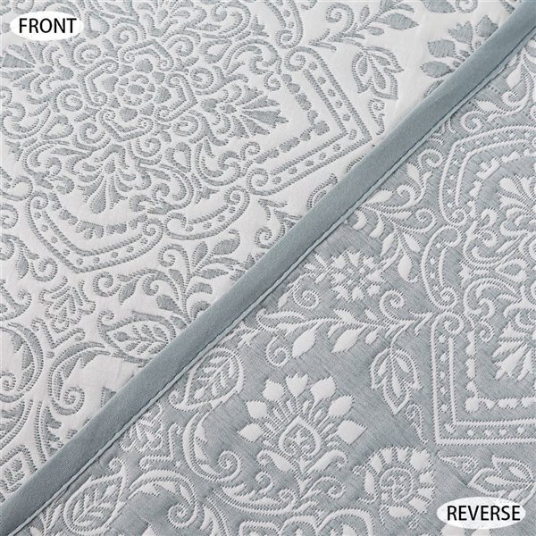 Marina Decoration Twin/Single Size Blue Floral Jacquard Embroidered Coverlet Quilt Set with Sham