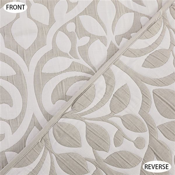 Marina Decoration Twin/Single Size Grey Leaves Jacquard Embroidered Coverlet Quilt Set with Sham