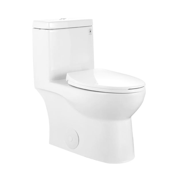 Ally White Elongated Standard Height 12-In Rough-In Dual Flush 6.06 LPF Soft Close 1-Piece Toilet, White/Tan