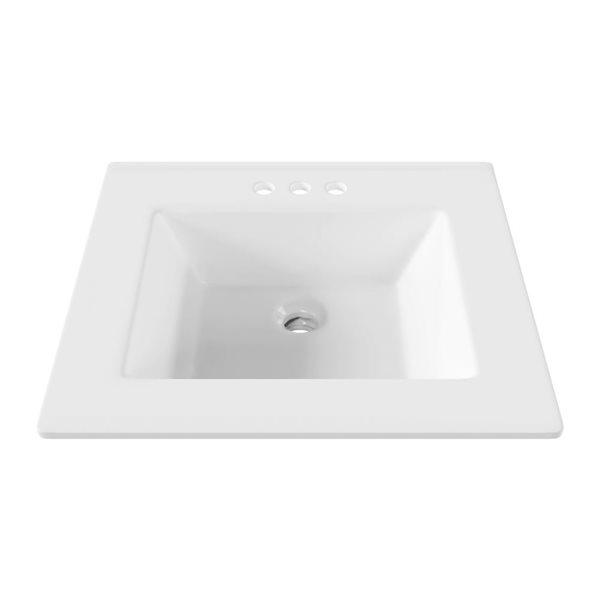 DeerValley 18.12-in Drop-in Rectangular Modern Ceramic Bathroom Sink - White
