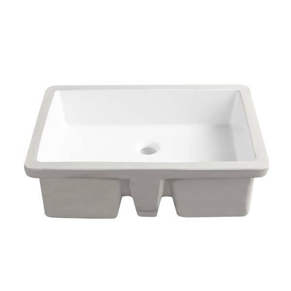 15.75-In Undermount Rectangular Modern Ceramic Vessel Bathroom Sink - White, White/Tan