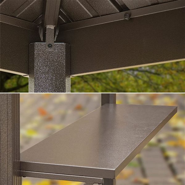 Mondawe 6 x 8-ft Metal BBQ Gazebo w/ Side Shelves - Brown