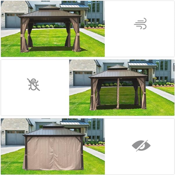 Mondawe 10 x 10-ft Metal Gazebo w/ Aluminum Frame - Brown