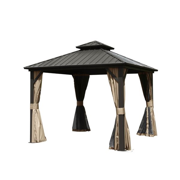 Mondawe 10 x 10-ft Metal Gazebo w/ Aluminum Frame - Brown