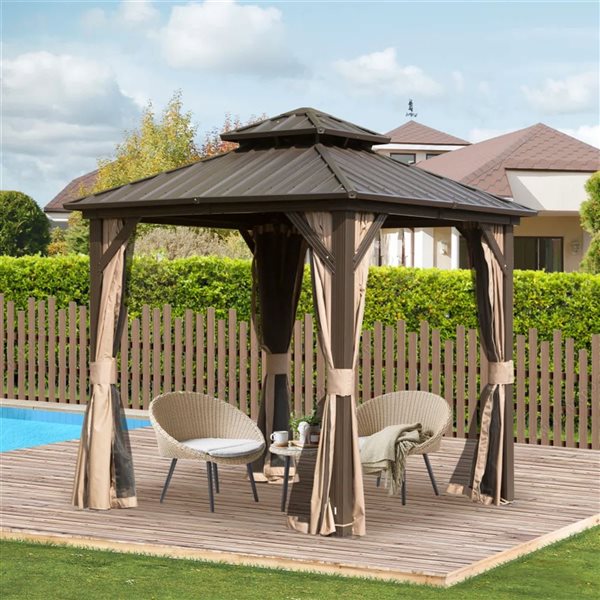 Mondawe 10 x 10-ft Metal Gazebo w/ Aluminum Frame - Brown