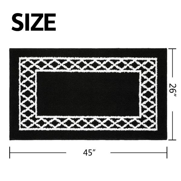 Marina Decoration 26 x 45-in Moroccan Trellis Non-Slip Rubber Backing Accent Rug - Black