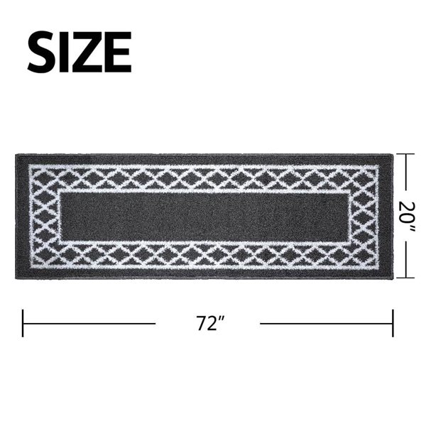 Marina Decoration 20 x 72-in Moroccan Trellis Non-Slip Rubber Backing Runner Rug - Grey