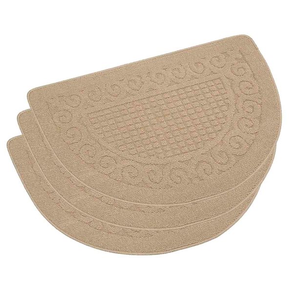 Marina Decoration 3-Pack 20 x 32-in Half-Moon Jacquard Solid Non-Slip Rubber Backing Kitchen Rug - Taupe