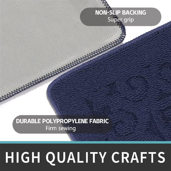 Marina Decoration 3-Pack 20 x 32-in Half-Moon Jacquard Solid Non-Slip Rubber Backing Kitchen Rug - Navy Blue