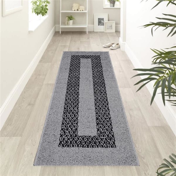 Marina Decoration 20 x 60-in Diamond Vintage Non-Slip Rubber Backing Runner Rug - Silver
