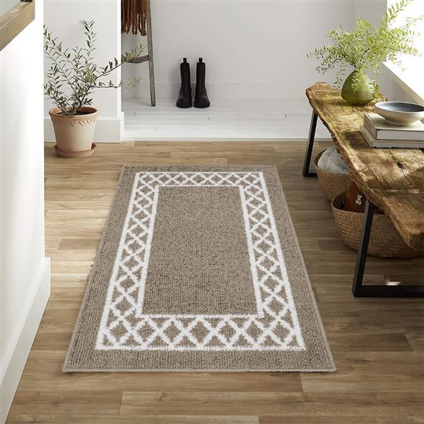 Marina Decoration 26 x 45-in Moroccan Trellis Non-Slip Rubber Backing Accent Rug - Brown
