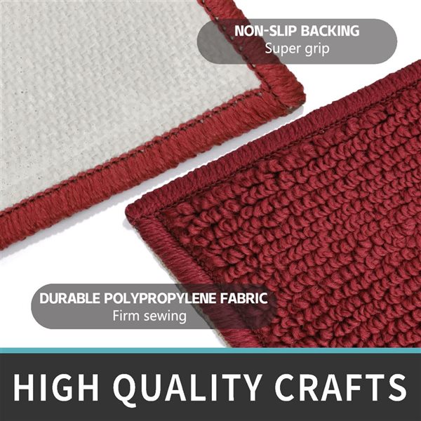 Marina Decoration 20 x 72-in Diamond Vintage Non-Slip Rubber Backing Runner Rug - Burgundy